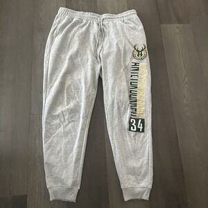 Milwaukee Bucks Sweatpants Mens XL Gray NBA Basketball Ultra‎ Game Antetokounmpo